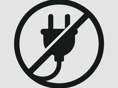 zdjęcie przedstawia przekreśloną wtyczkę elektryczną