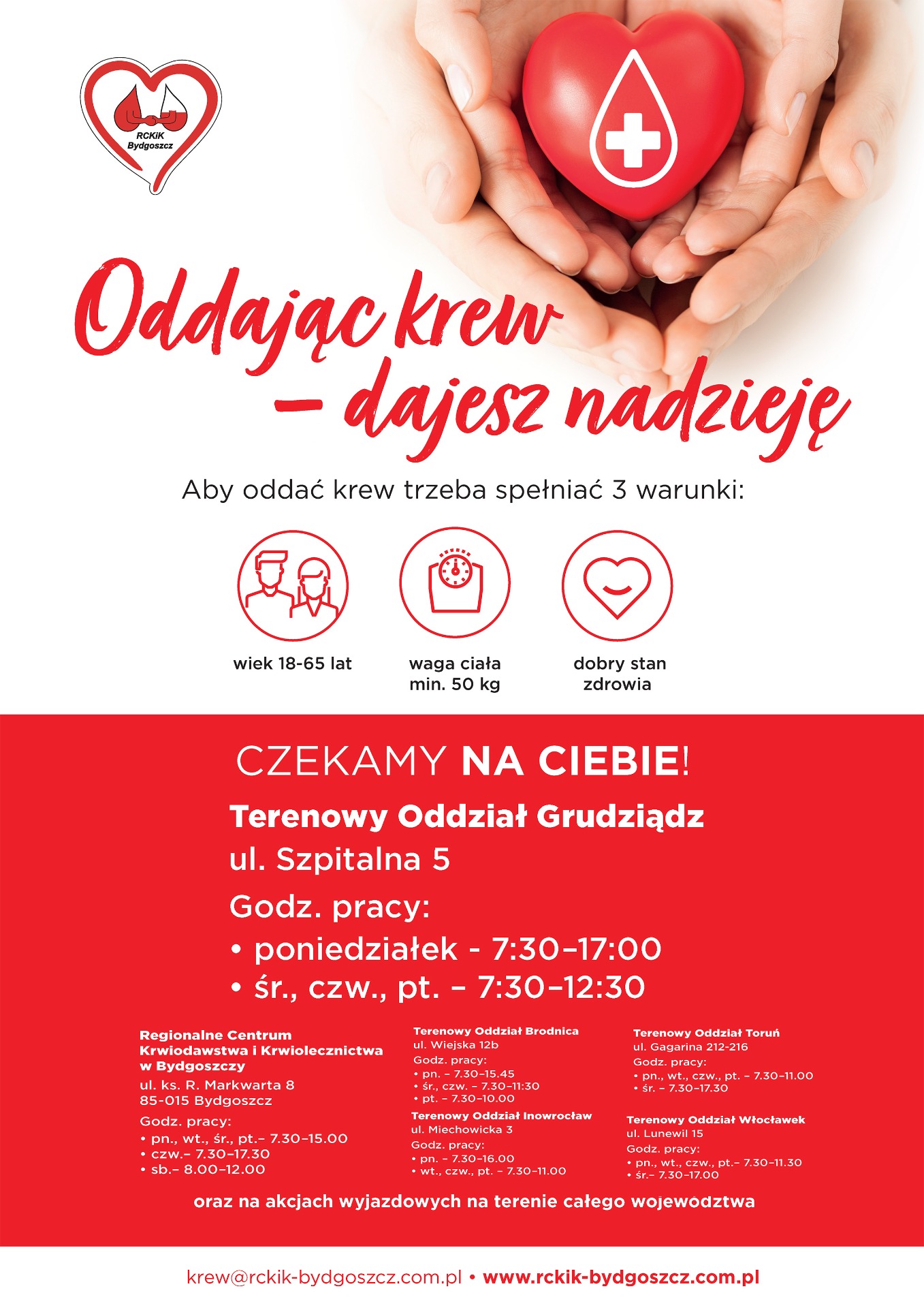 Plakat oddając krew dajesz nadzieję