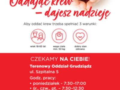 Plakat oddając krew dajesz nadzieję