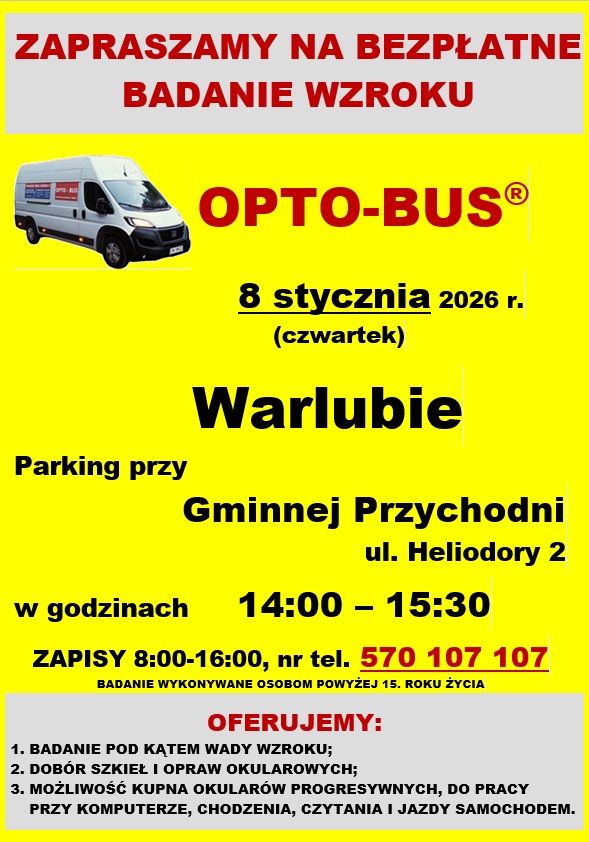 OPTO-BUS plakat bezpłatne badanie wzroku