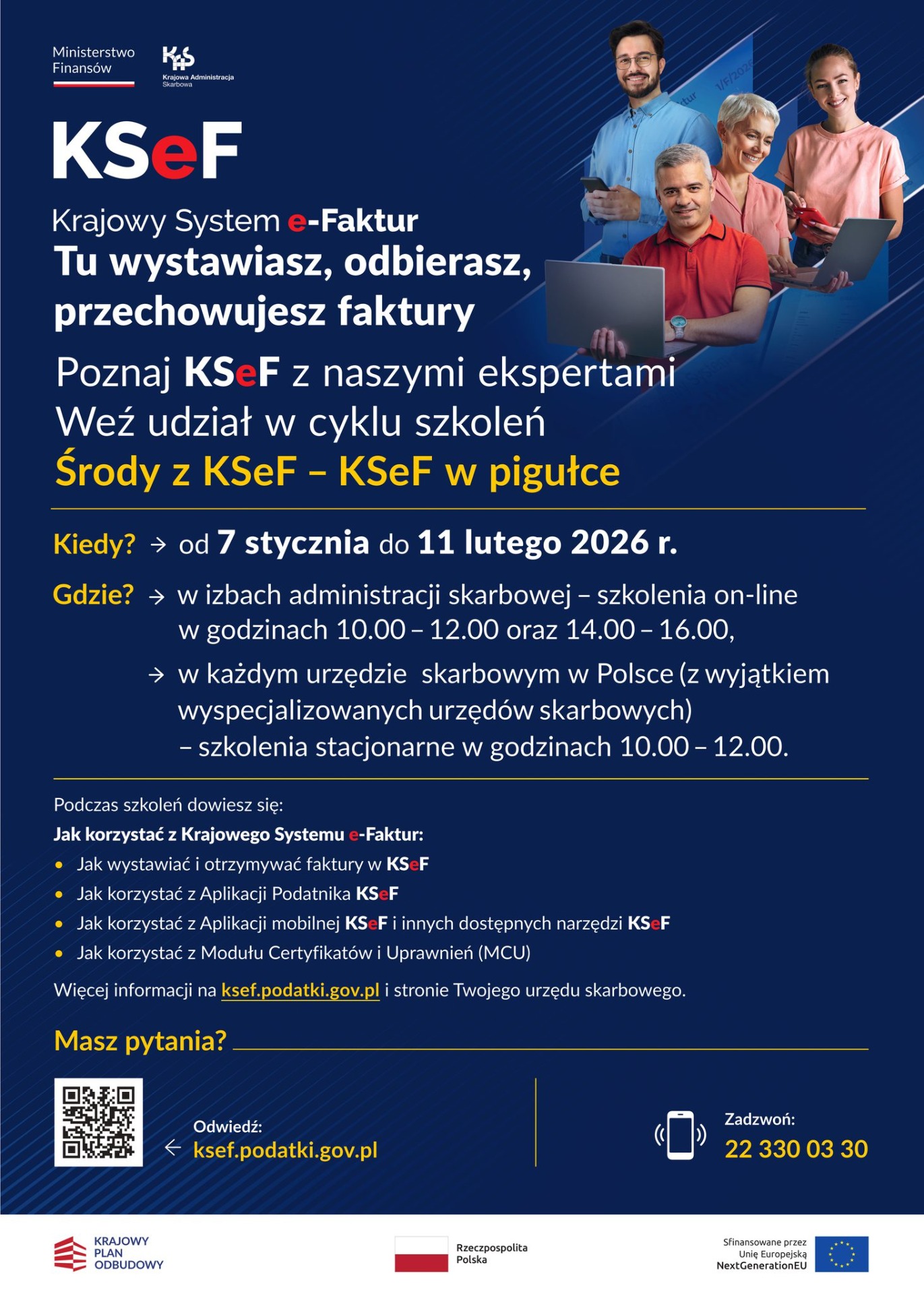 plakat Bezpłatne szkolenia "Środy z KSeF - KSeF w pigułce"