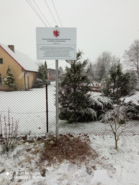 zdjęcie budowa drogi gminnej w Kruszach zakończona - tablica