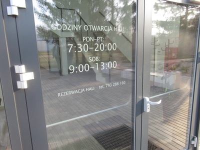 Otwarcie Hali Sportowej, godziny otwarcia
