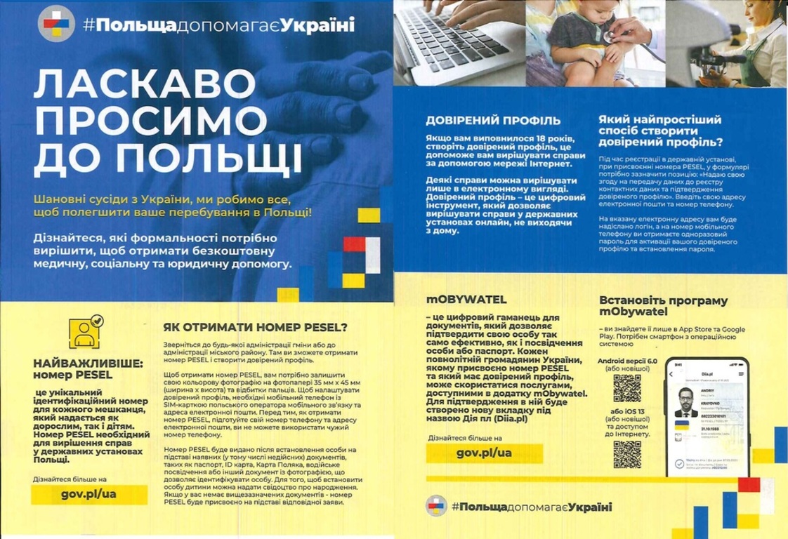 Ulotka informacyjna dla Obywateli Ukrainy w języku ukraińskim