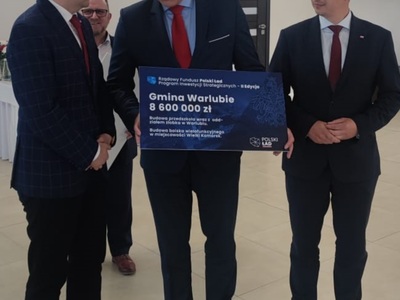 Gmina Warlubie otrzymała dofinansowanie w wysokości 8 579 000 w ramach drugiej edycji Programu Inwestycji Strategicznych