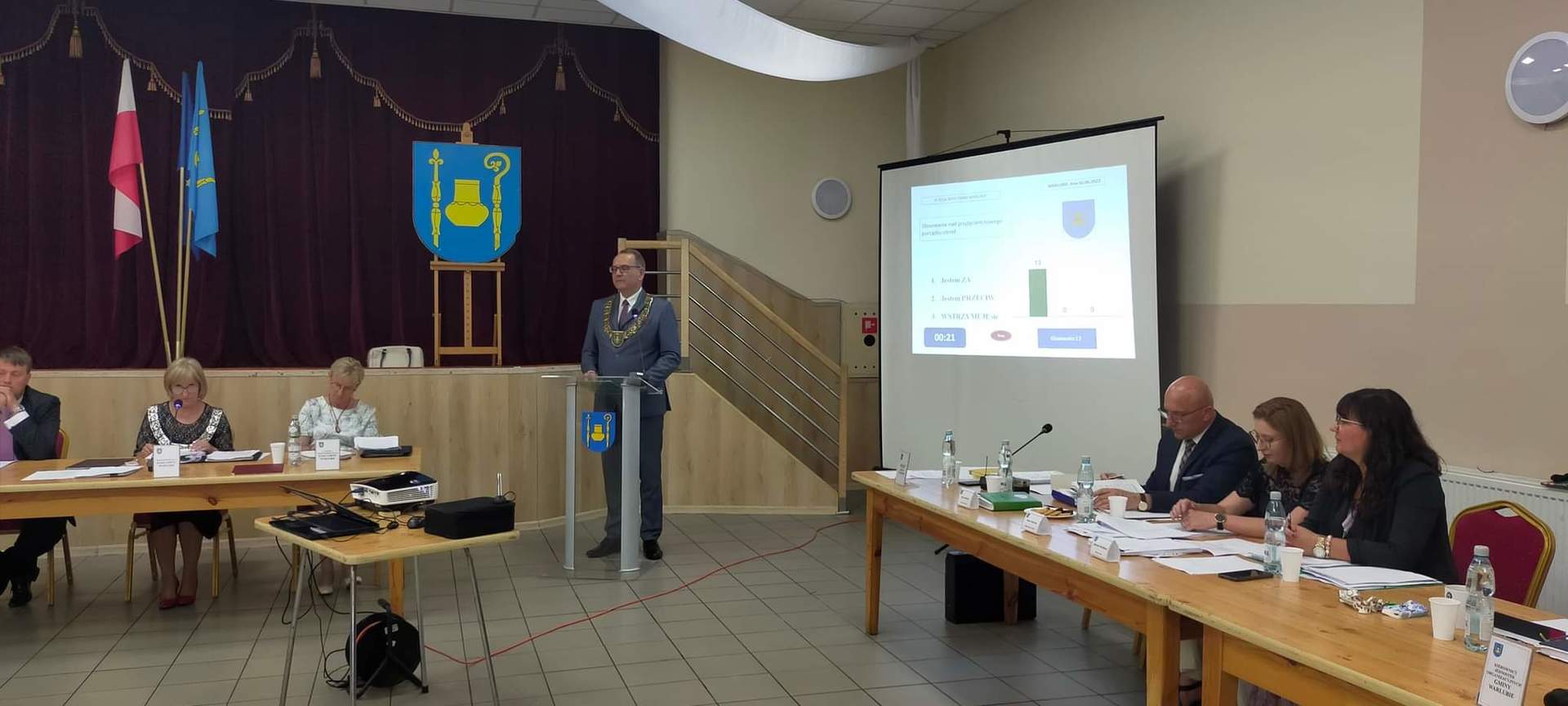 Przemowa Wójta Gminy Warlubie po ogłoszeniu wyników głosowania w sprawie udzielania absolutorium.