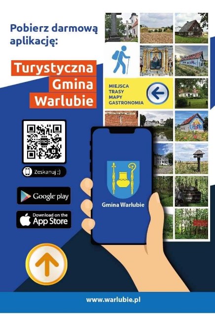 Plakat aplikacja mobilna Turystyczna Gmina Warlubie