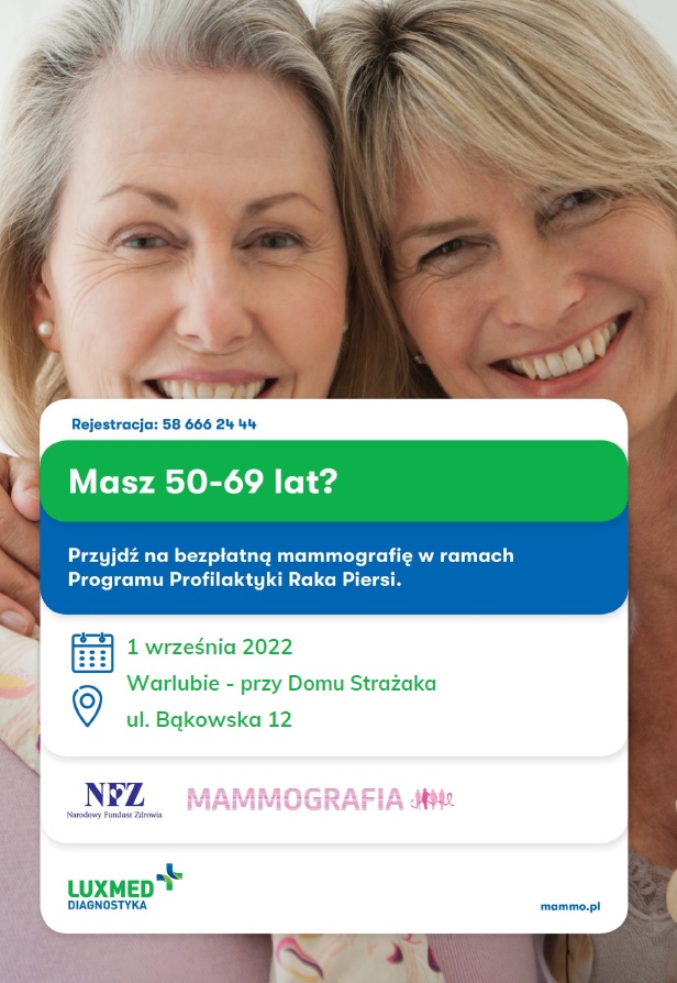 plakat informujący o badaniach mammograficznych