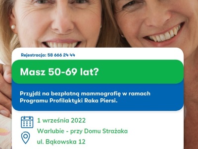 plakat informujący o badaniach mammograficznych