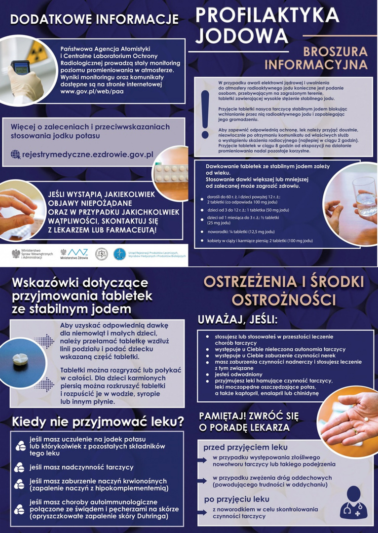 ulotka dotycząca dystrybucji tabletek jodu