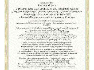 Nominacja do Osobowości roku 2022
