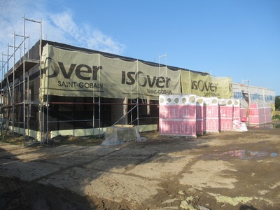 Budowa przedszkola - 45. tydzień budowy, zdjęcie przedstawia plac budowy