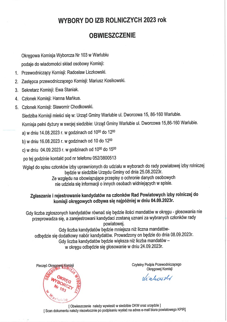 Wybory do Izb Rolniczych