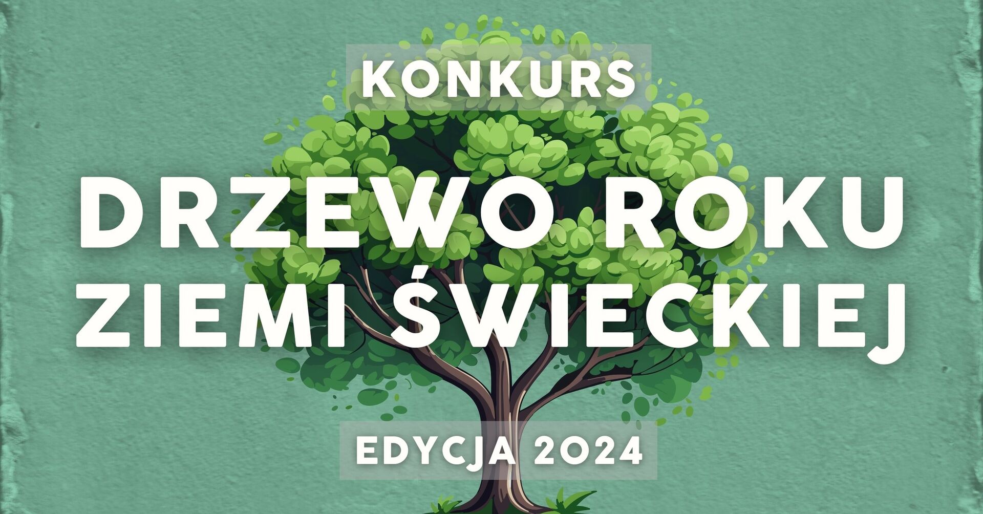 Grafika konkursu „Drzewo Roku Ziemi Świeckiej” – edycja 2024, z ilustracją zielonego drzewa na tle