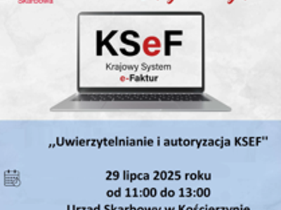 Plakat dotyczący spoktania informacyjnego dotyczącego KSeF.
