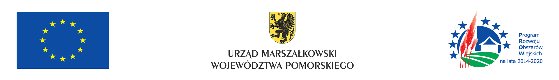 Logo Unii Europejskiej, logo Urzędu Marszałkowskiego Województwa Pomorskiego, logo Programu Rozwoju Obszarów Wiejskich na lata 2014-2020