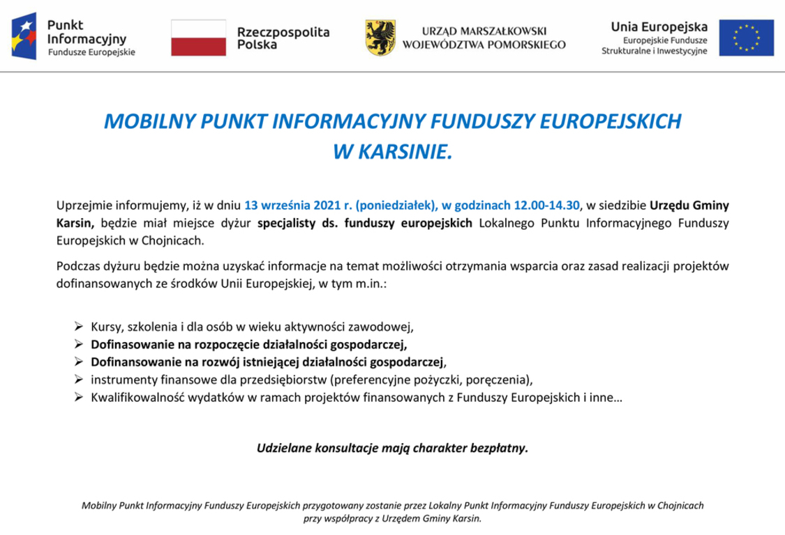 Mobilny Punkt Informacyjny Funduszy Europejskich