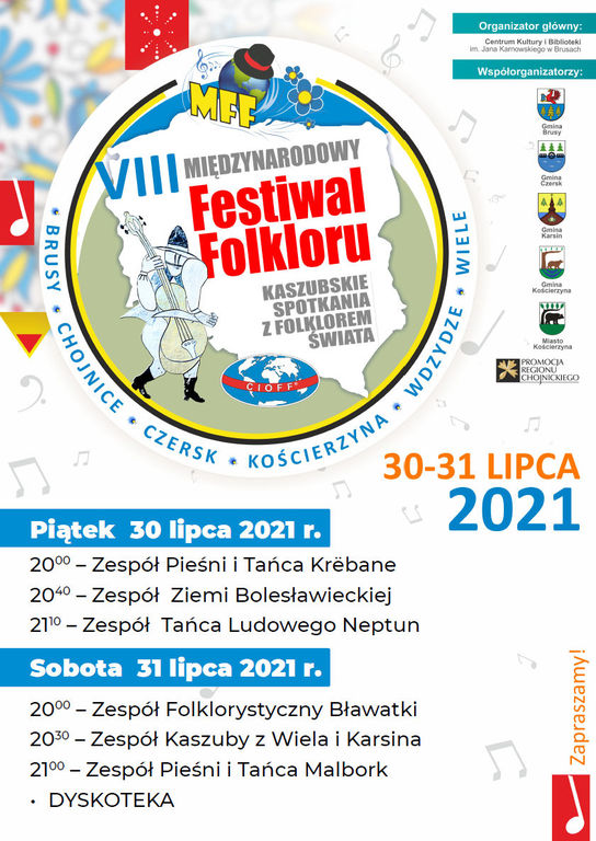 VIII Międzynarofowy Festiwal Folkloru - Kaszubskie Spotkania z Folklorem Świata - Program Wiele 2021