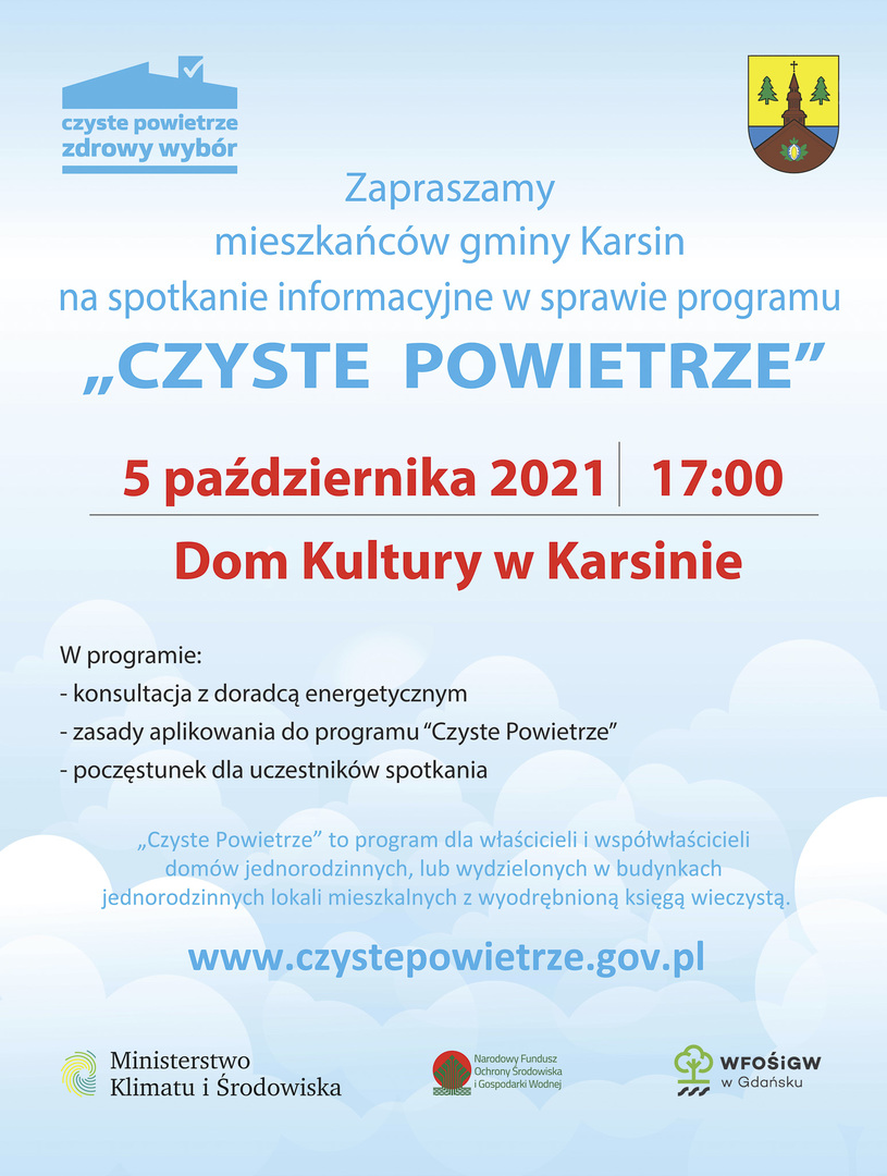 Zapraszamy na spotkanie dotyczące programu "Czyste Powietrze" 