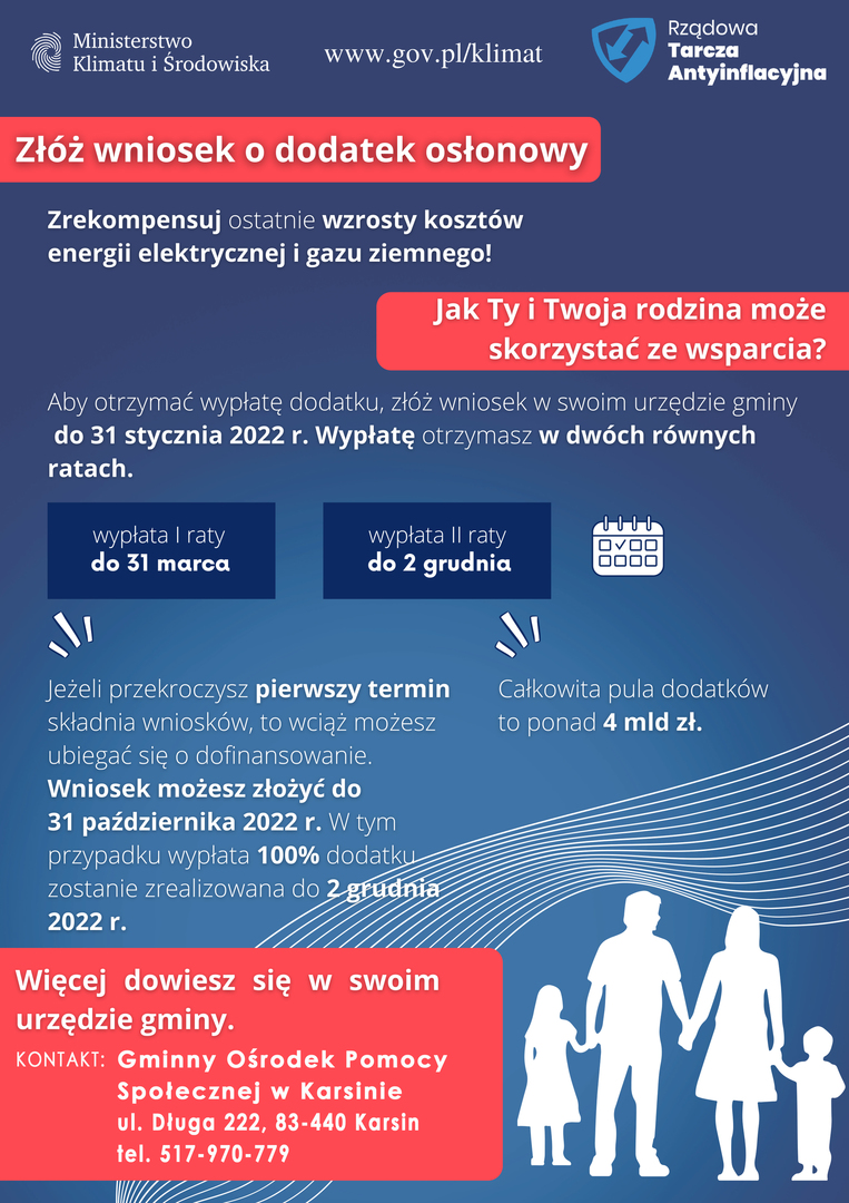 Plakat informujący o dodatku osłonowym 