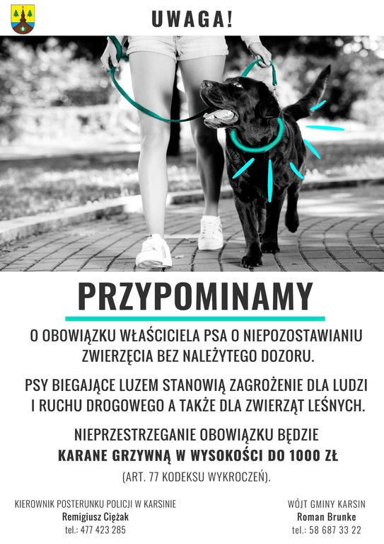 Plakat przypominający o obowiązku właścicieli psa 