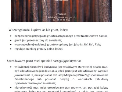 Oferta kupna lasów i gruntów przeznaczonych do zalesienia