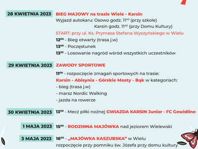 Plan wydarzeń majówkowych