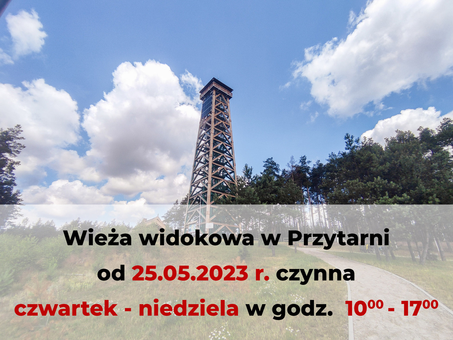 Wieża widokowa w Przytarni od 25.05.2023 r. czynna czwartek niedziela w godz. 10:00 - 17:00