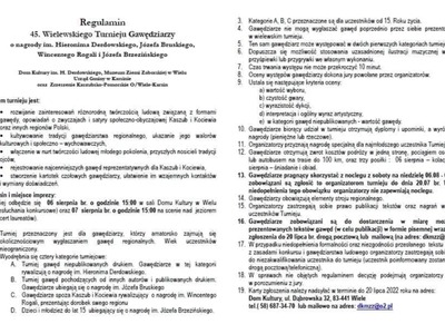 45. Wielewski Turniej Gawędziarzy - regulamin