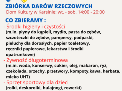 Zbiórka darów rzeczowych