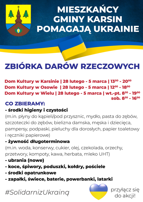 Zbiórka darów rzeczowych