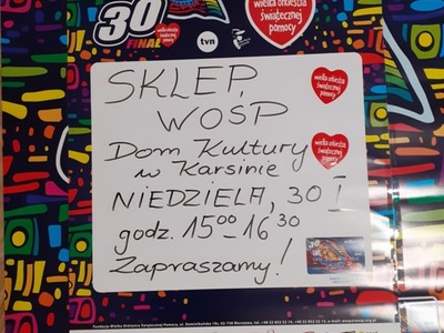 Sklep WOŚP w Domu Kultury w Karsinie
