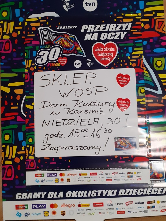 Sklep WOŚP w Domu Kultury w Karsinie