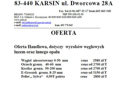 Oferta na sprzedaż opału
