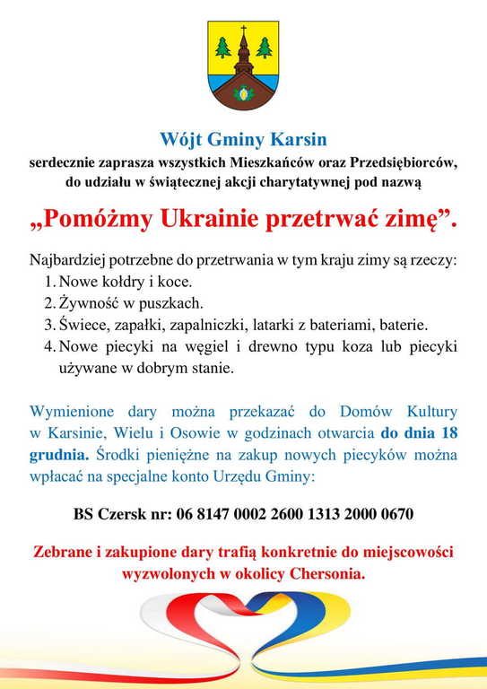 Akcja charytatywna Pomóż Ukrainie przetrwać zimę.