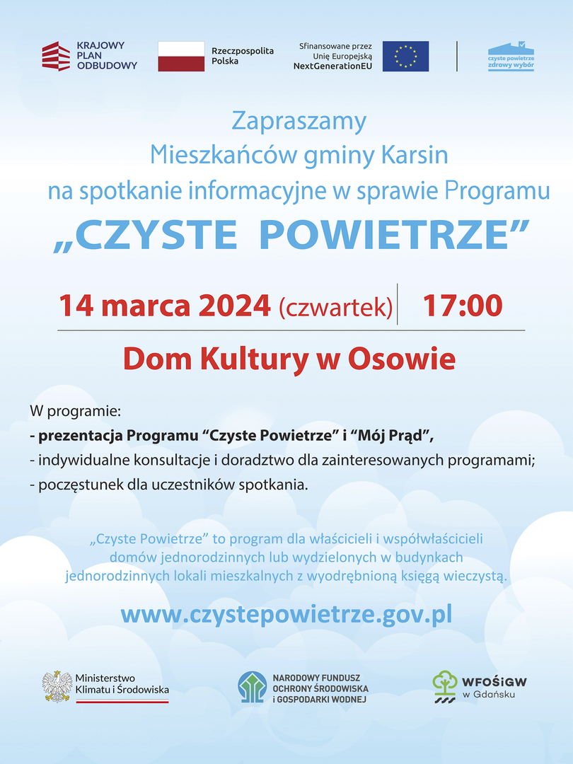 Informacja o spotkaniu w ramach "czystego powietrza" 
