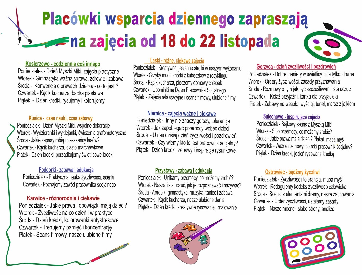 plakat  zajęć w PWD