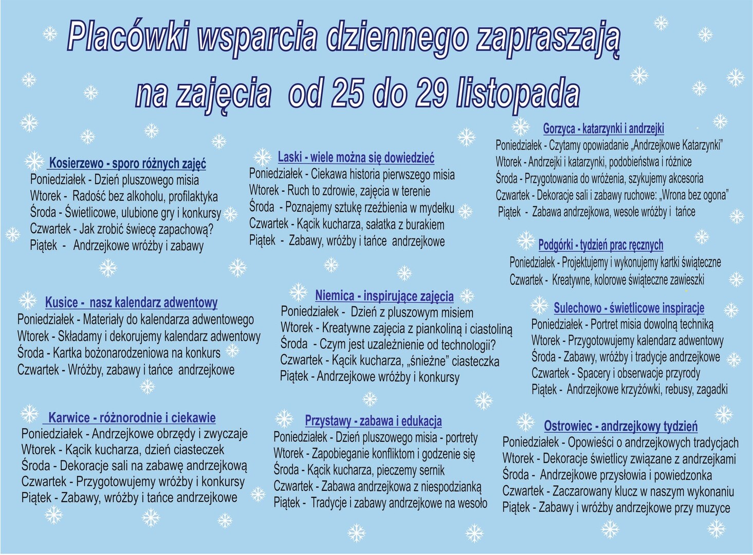plakat zajęć w PWD
