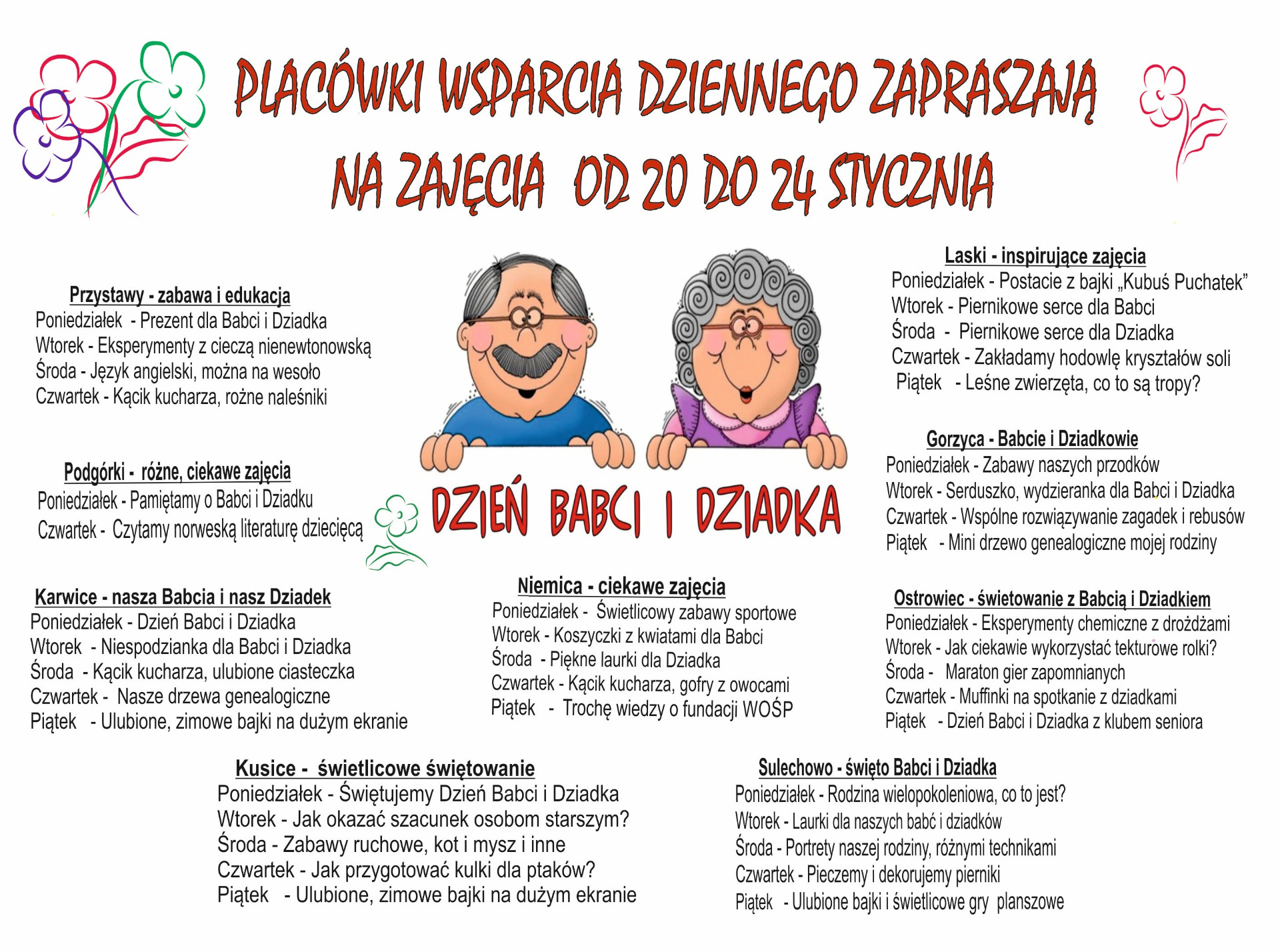 harmonogram zajęć w PWD