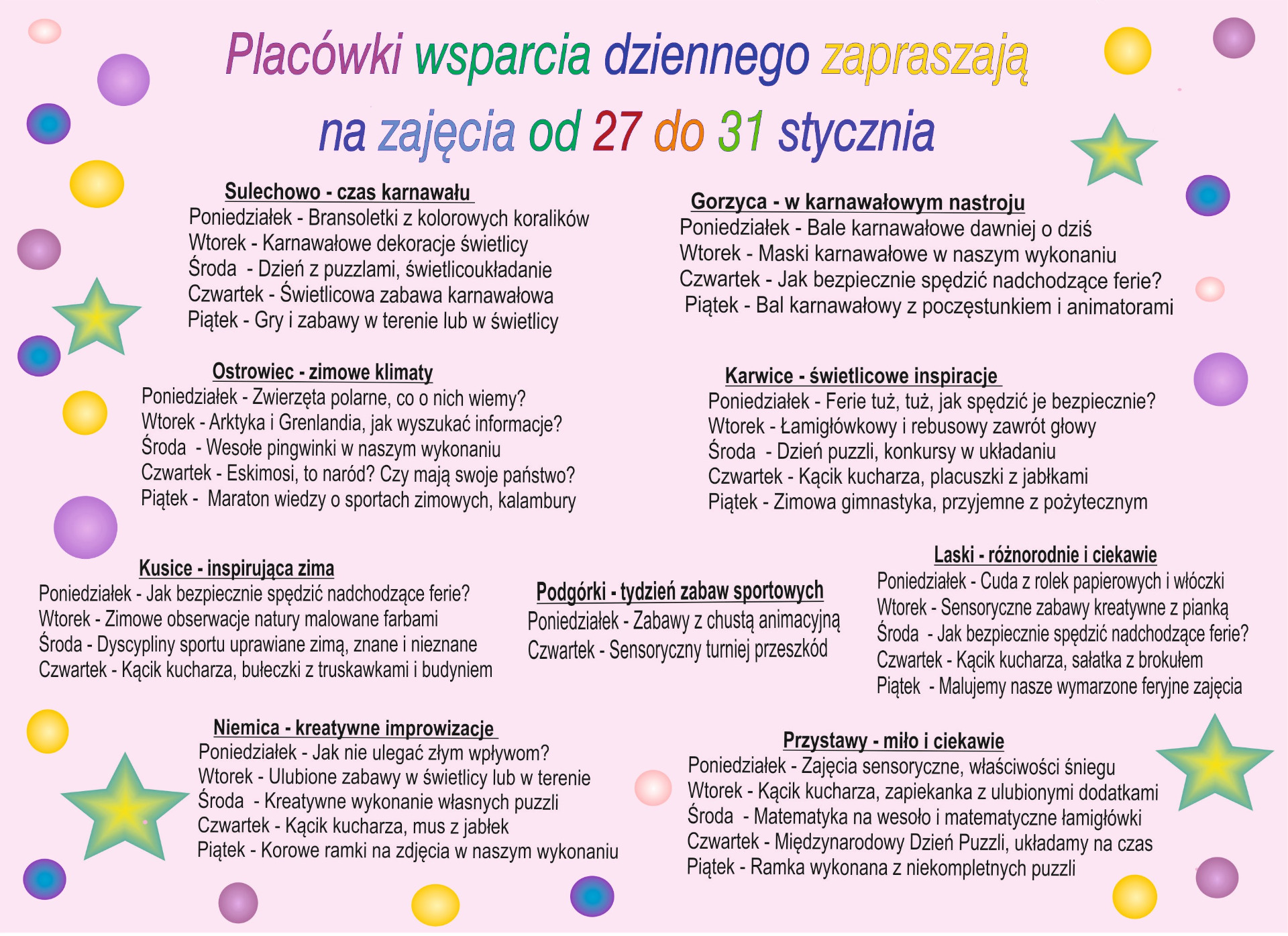 PWD - plan zajęć na koniec stycznia
