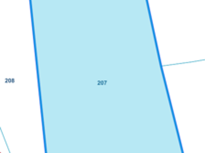 Mapka działki wystawionej do przetargu.