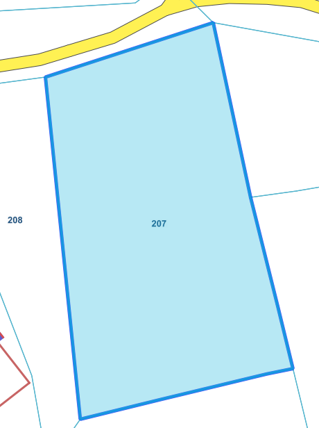 Mapka działki wystawionej do przetargu.