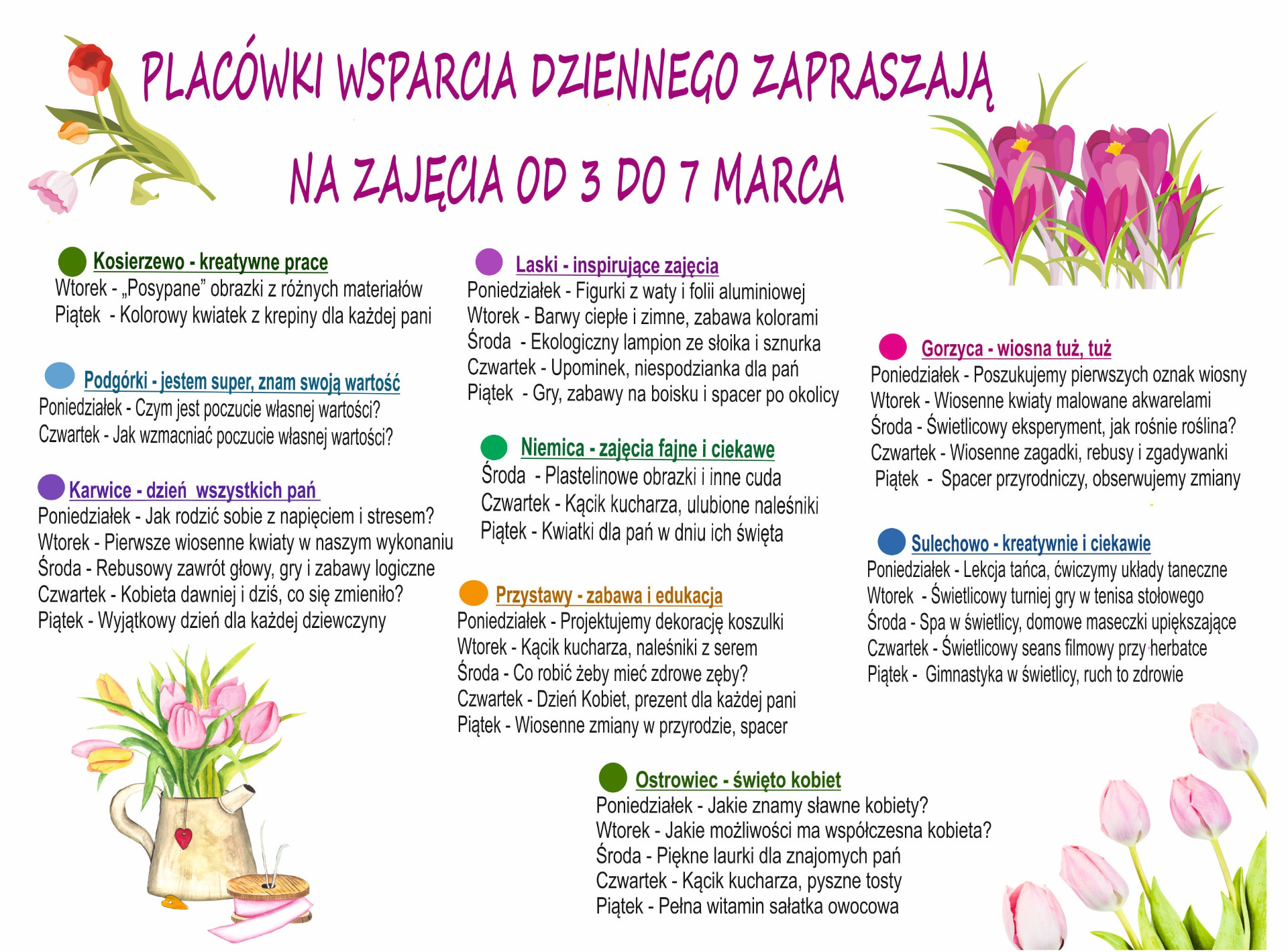Harmonogram zajęc w PWD