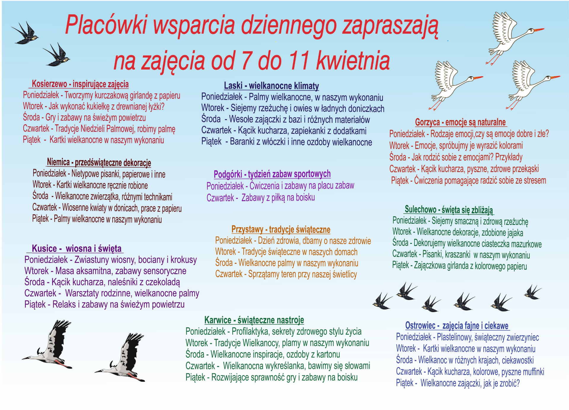 Harmonogram zajec w PWD