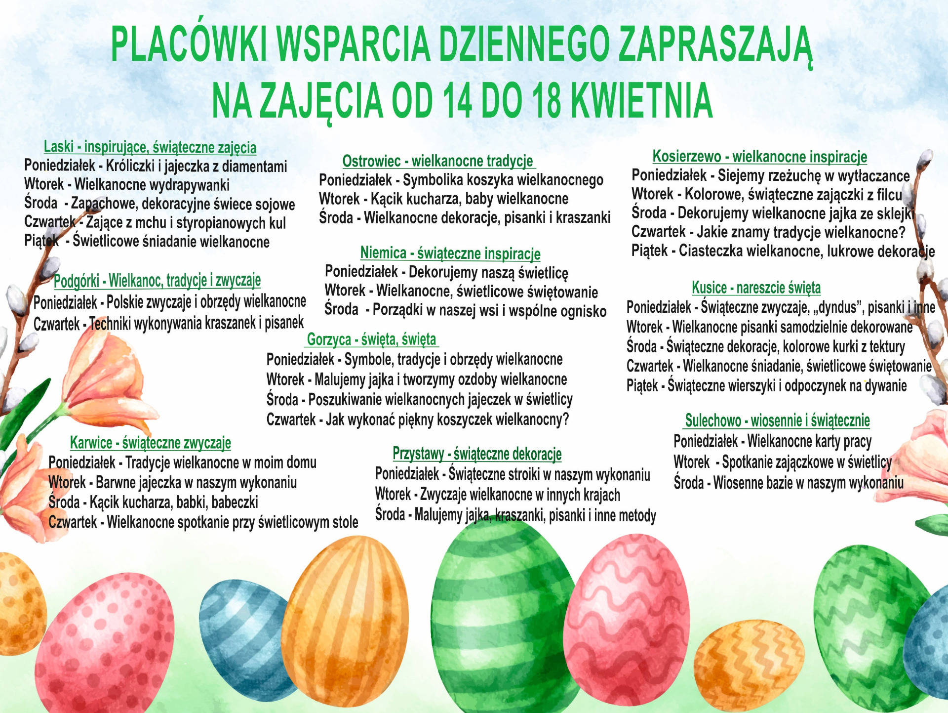 Harmonogram zajęć w PWD