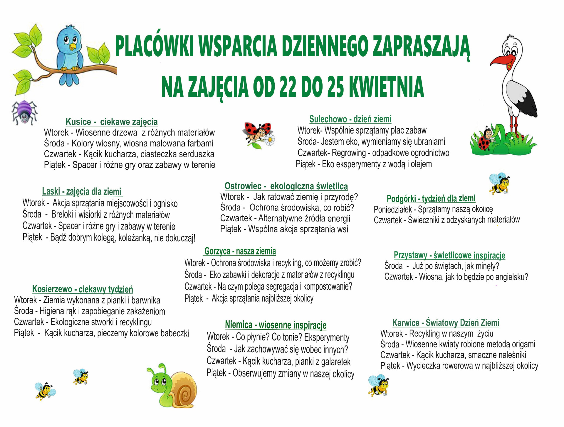 Harmonogram zajęć w PWD