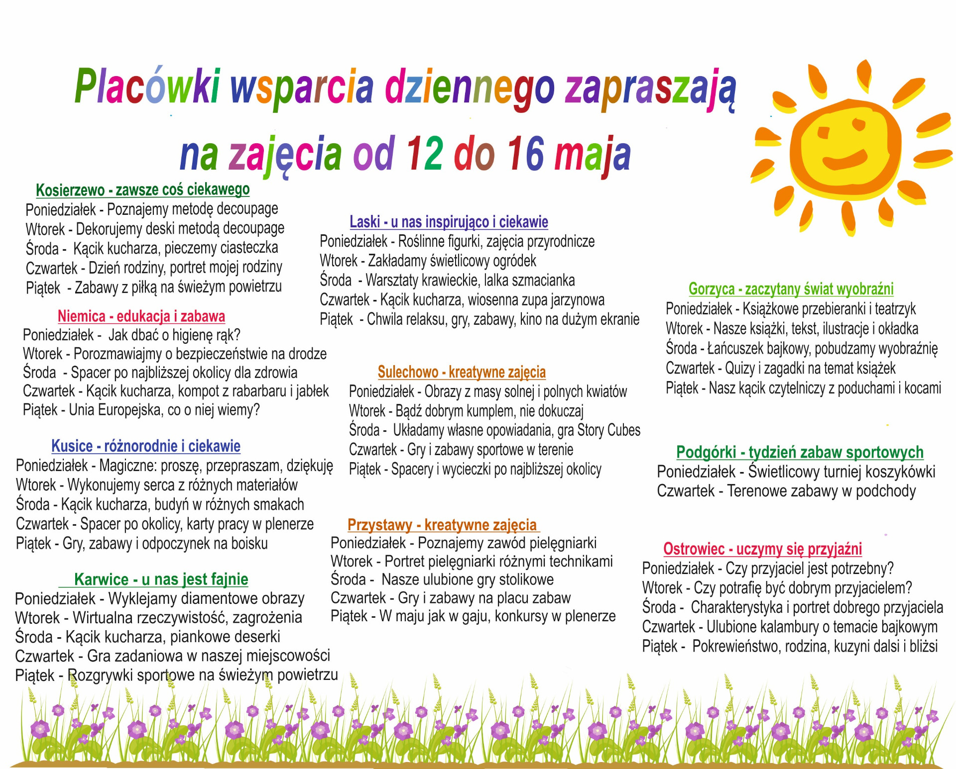 Harmonogram zajęć w PWD