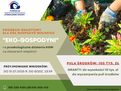 Plakat programu grantowego dla KGW - "Eko - gospodyni"