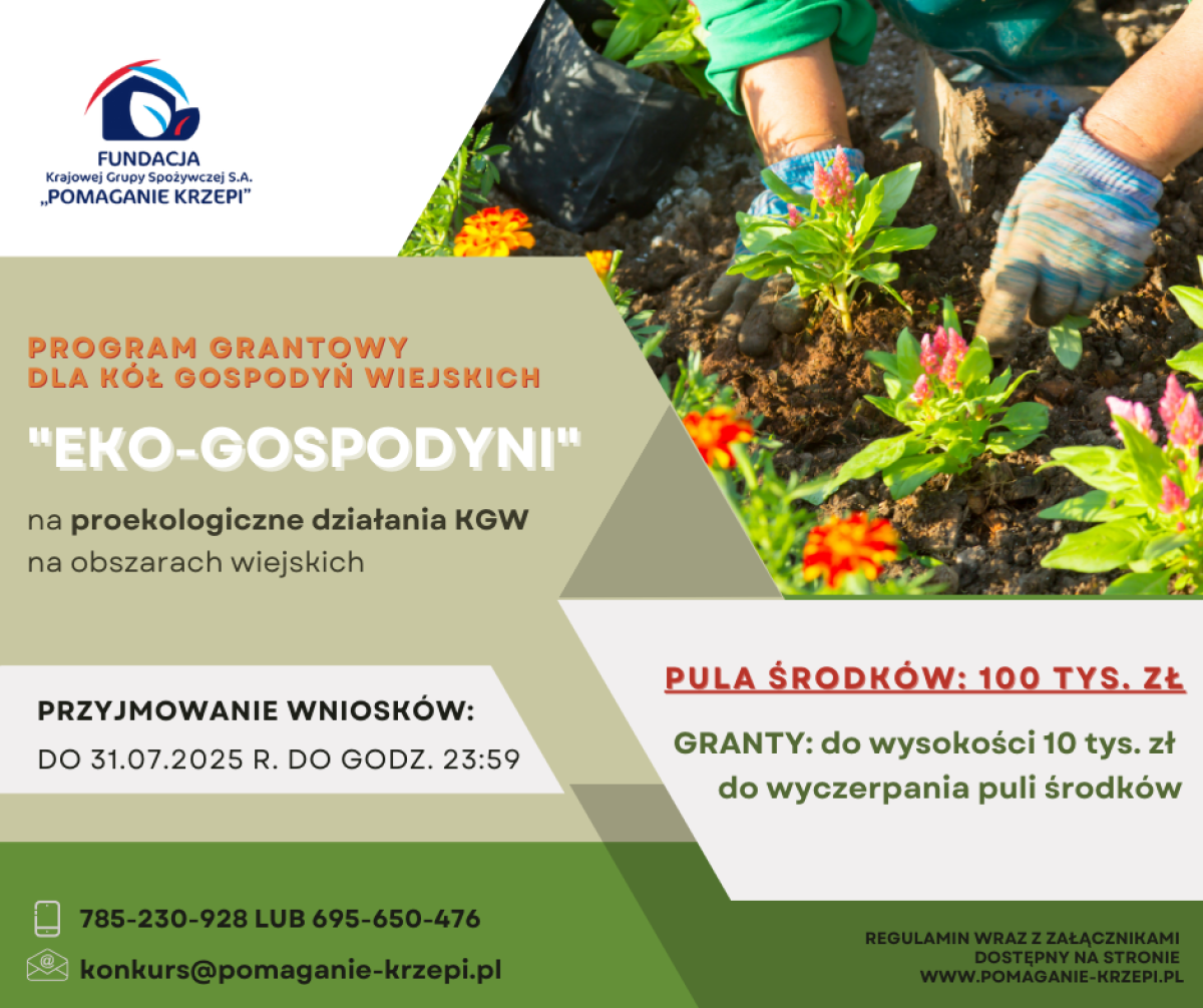 Plakat programu grantowego dla KGW - "Eko - gospodyni"