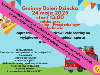 Plakat - Zmiana terminu Gminnego Dnia Dziecka
